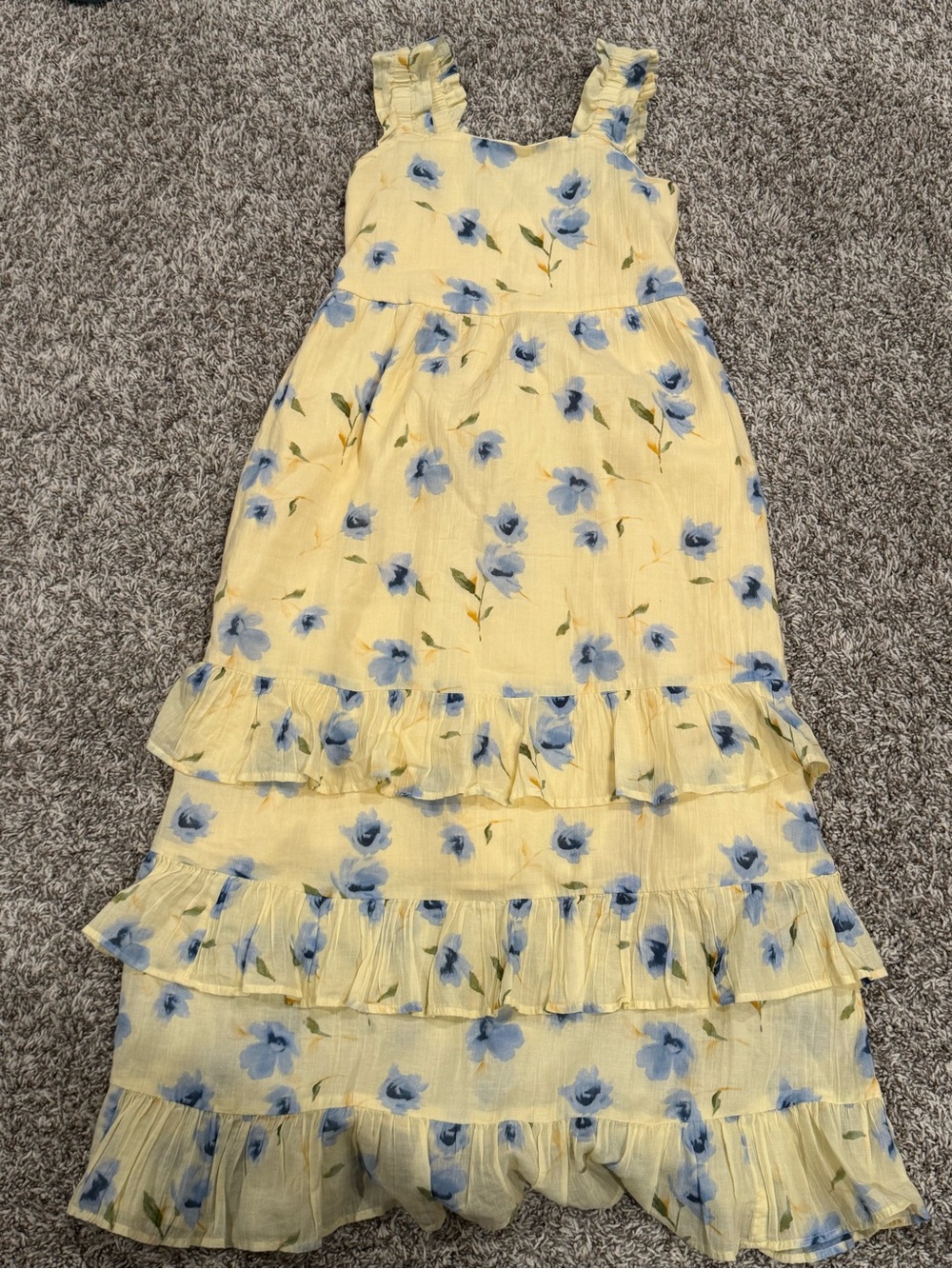 abercrombie kids Yellow Maxi Dress with Blue Floral Print